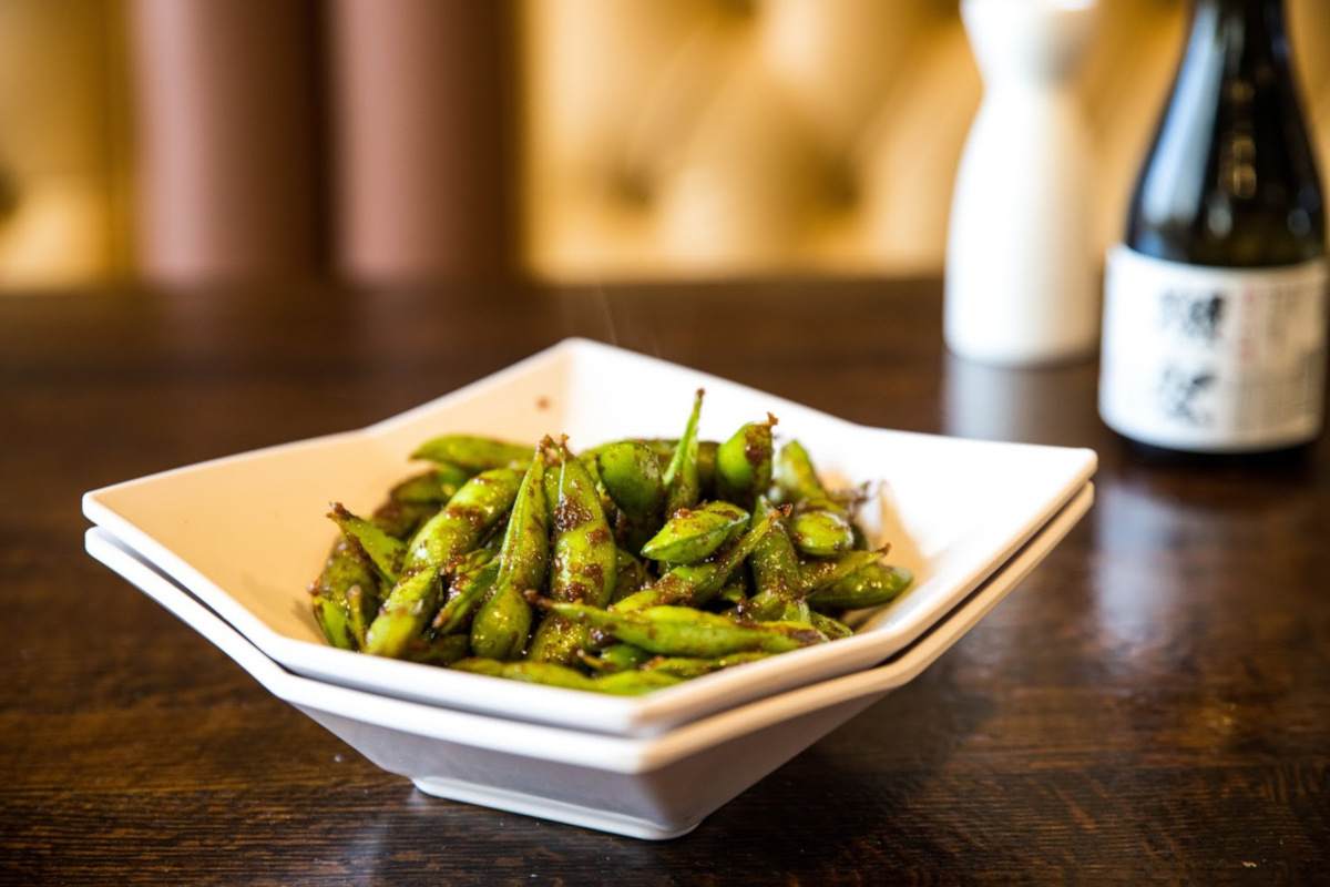 Green vegetables with spices closeup